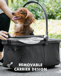 Pawccoli Pet Stroller for Small Dogs and Cats, One-Click Foldable Dog Stroller with Detachable Carrier & 3 Safety Tethers, Holds up to 33 lbs, Storage Basket & Cup Holder, Breathable Mesh, Black