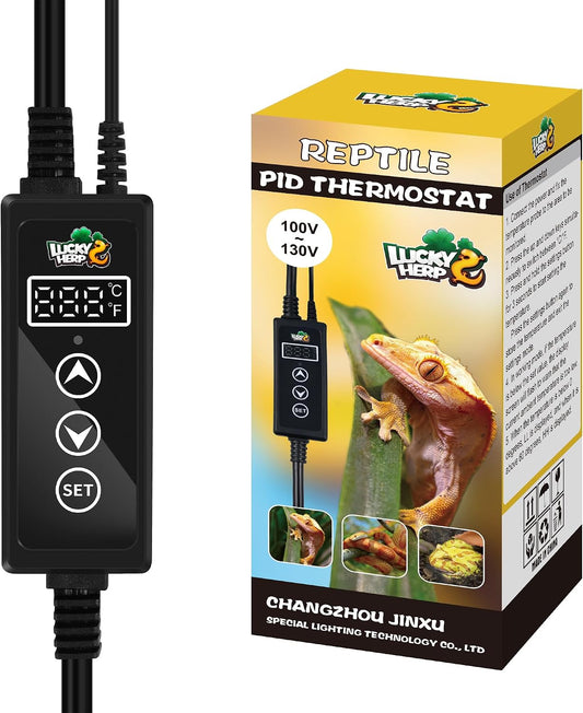 LUCKY HERP Reptile Dimming Thermostat, PID Heat Lamp Temperature Controller with LED Digital Screen for Reptile Heat Lam