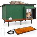 Heated Outdoor Cat House, Weatherproof Shelter with Heating Pad, Winter Use
