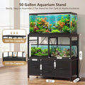 Heybly 40-50 Gal Fish Tank Stand with Drawer, Power Outlet, Black HAS004BK