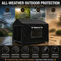 Outdoor Dog Kennel Cover 8 x 4 x 6 ft, 600D Heavy-Duty Waterproof, Full Coverage Outdoor Weather Protection with Mesh Ve