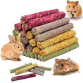 Jorewood 33 Pcs Rabbit Chew Sticks, Rabbit, Guinea Pig Toys, Natural Timothy Grass Molar Teeth Stick, Mixing Flowers Che