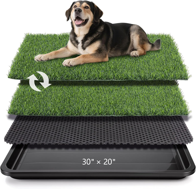 ondware Dog Grass Pad with Tray, 30 x 20 in, 2 Replacement Pads Included