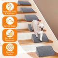 Dog Ramp for Stairs, Non-Slip Stair Wedges with Gentle Slope, Pet Ramp with Washable Cover and Self-Sticky Pads for Safe