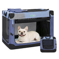 Gardner Pet Soft Collapsible Dog Crate - 26 Inch Portable Travel Dog Crate for Puppy/Small Dogs Indoor & Outdoor, 3-Door Pet Crate with Durable Mesh Windows & Storage Bag, Blue