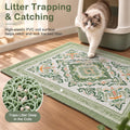 Unicorn Catcher Cat Litter Mat 24" x 15" Non-Slip Litter Box Mat Washable Litter Catcher Mat for Litter Box Indoor Food Mat Supplies Essentials, DarkSeaGreen