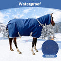 1200D Winter Waterproof Horse Trunout Blanket, 280g Warm Cotton Filling Liner with Turnout Neck Cover Detachable, Medium