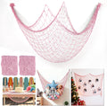 2PCS Fish Net Decorations, Nautical Netting for Beach Décor, Light Pink