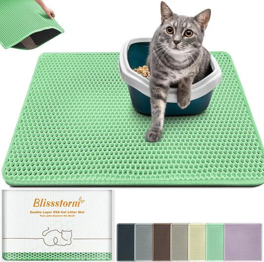 Cat Litter Mat 24"x16",Double Layer EVA Litterbox Mat