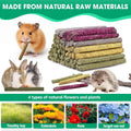 Jorewood 33 Pcs Rabbit Chew Sticks, Rabbit, Guinea Pig Toys, Natural Timothy Grass Molar Teeth Stick, Mixing Flowers Che