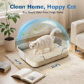 Qiuma Stainless Steel Cat Litter Box with Low Entry, Metal Kitty Litter Box for Senior or Injured Cats, Odor-Free, Non-Stick, Easy to Clean, 17.5"x13.6"x5.9", Litter Pan for Medium and Small Cats
