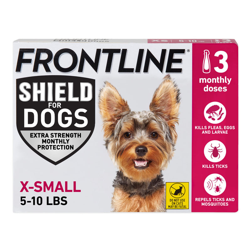 FRONTLINE Shield Flea & Tick Treatment for X-Small Dogs 5-10 lbs., Count of 3