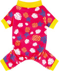 Paiaite 4-Legged Cotton Stretchable Jumpsuit Pjs: Pineapple Pattern Dog Pajamas - Lightweight Cozy Puppy Onesie Clothes,