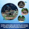 CousDUoBe 14 Pcs Aquarium Decorations Large Kit，Castle Fish Tank Bubbler Decorations，Starfish Barrel, Resin Cave Rock,Re