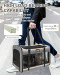 Soft-Sided Large Cat Carrier for 2 Cats, Spacious Foldable Pet Travel Carrier for Large Cats up to 25 Lbs, Double Cat Bag with Shoulder Strap, 20x13x13 Inch, Fits Maine Coon and Small Dogs, Grey