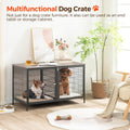 MAHANCRIS Dog Crate Furniture for 2 Dogs, 43.3" Dog Kennel with Removable Divider, Heavy Sturdy Dog Furniture Style Double Cage for Small Medium Dog, Indoor Pet House End Table, Greige DCHG1201