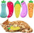 ETEKYER Catnip Cat Toys, 5 Pack, Plush Catnip Toys for Indoor Cats Kitty, Interactive Cat Nip Kitten Kicker Chew Safe Teeth Cleaning Toys, Fun Carrot Vegetable Shape