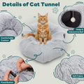 DUMOS Cat Tunnel Bed for Indoor Cats, Cave Donut Play Tunnel, Silver
