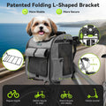Dog Bike Front Basket, 4 in 1 Foldable Pet Backpack/Shoulder Bag/Auto Seat with Heavy-Duty L-Shaped Mount Φ3.15 in, Wate