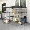 Oneluck 41 Inch Catio Outdoor Cat Enclosure with Super Large Enter Door, Balcony Cat Playpen with Platforms,DIY Outside 