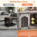 MAHANCRIS Dog Crate Furniture, 31.5" Farmhouse Dog Kennel with Sliding Barn Door, Wooden Dog Cage for Small Medium Dogs,