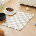 Ralxion Checkered Dog Feeding Mat, Absorbent Mats for Dog Food and Water Bowl, Dispenser, Retro Aesthetic Khaki Beige Checkerboard Pet Placemat for Dogs, Cats, Puppy Accessories, 12" X 19”