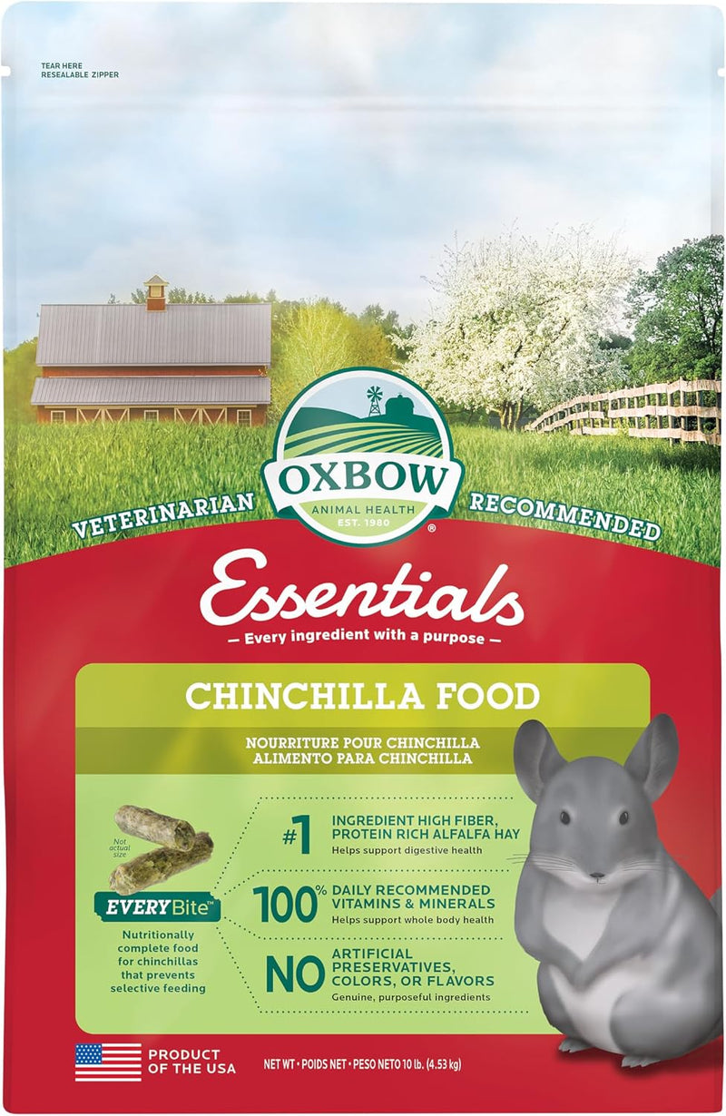 Oxbow Essentials Chinchilla Food, Made with Oxbow Alfalfa, Vitamin & Mineral Rich Food for Chinchillas, Small Animal Pet
