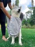 Tuff Pupper Quick Dry Towel for Dogs | Ultra Absorbent Microfiber Shammy | Extra Large 35x15 Size Dog Bath Towel | Comfortable Hand Pockets | Indoor Outdoor Use