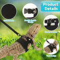 3 Pack Bearded Dragon Harness Leash Set, Adjustable Soft Leather Lizard Harness with Traction Rope, Reptile Training Wal