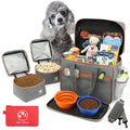 Pmpete Dog Travel Bag for Traveling| Week Away/Overnight Dog Travel Accessories with Multi-Function Pockets| Travel Set for Dogs and Cats|Ideal Pet Diaper Bag and Pet Gift Kit(Grey)