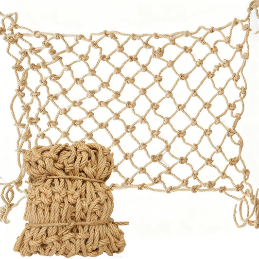 HARERNET Jute Hemp Rope Net Balcony Safety Net for Kids Climbing Cargo Net Outdoor Playground Rope Net Safety Netting for Railings Stair Protection Net Indoor Outdoor Decorative Net