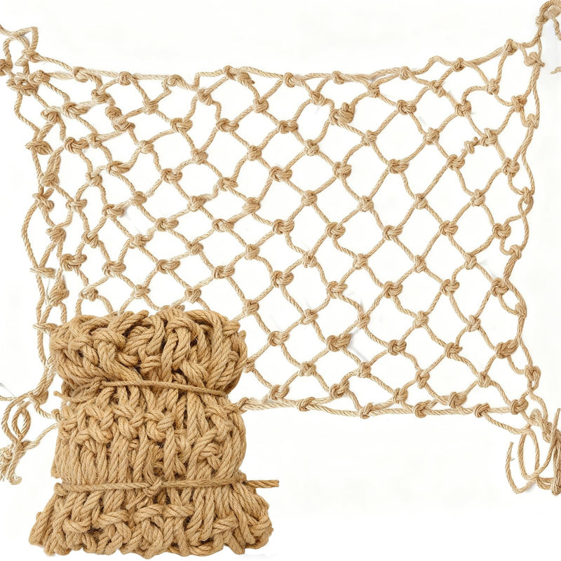 HARERNET Jute Hemp Rope Net Balcony Safety Net for Kids Climbing Cargo Net Outdoor Playground Rope Net Safety Netting for Railings Stair Protection Net Indoor Outdoor Decorative Net