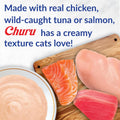 INABA Churu Cat Treats, Lickable, Squeezable Creamy Purée with Vitamin E, 0.5 Ounces per Tube, 120 Tubes Total
