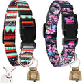 2 Pack Goat Collars with Bells, Groovy Retro Pattern for Goats and Lambs