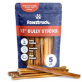Pawstruck 100% Natural 12-in Bully Sticks for Dogs - Tough Long-Lasting Rawhide-Free Single Ingredient Beef Pizzle Chew Treats for Medium & Large Dogs, Aggressive Chewers - 5 Count Pack