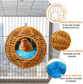 BNOSDM Rattan Bird Nest Parrot Nesting House Parakeet Nesting Soft Lovebird Warm Bed Sleeping for Parrots Bird Cage Accessories for Cockatiels Budgerigars Finches Canaries (Single-Hole Style)