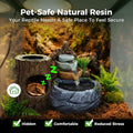 3-in-1 Reptile Water Fountain 550ML with Food Dish & Hideout