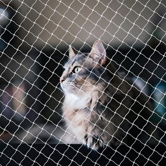 Netting for Balcony, Cat Netting Anti-Fall Mesh Fence, Anti Bird Netting for Garden/Balcony, Transparent Nylon Pet Mesh Fence for Dogs & Cat, Pet Safety Net for Balcony/Stairs/Window - 10x16Ft