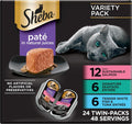 Sheba Perfect Portions Wet Cat Food Pate with Sustainable Salmon, Signature Seafood Entree, and Tender White Fish and Tuna Entree Variety Pack, 2.6 oz. Twin Pack Trays (24 Count, 48 Servings)