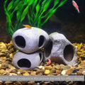 2PCS Aquarium Hideaway Rocks for Aquatic Pets to Breed, Play and Rest, Safe and Non-Toxic Fish Tank Ornaments, Ceramic D