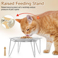 Wellbro Cat Food Bowls, 2 Pcs Stainless Steel Cats Food and Water Whisker Fatigue Shallow Dishes, Small Dog Puppies Fat Faced Cat Kitten Supplies (2 Plates with Stand)