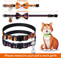 LLHK 4 Pack Halloween Cat Collar with Bow Tie and Bell,Breakaway Kitten Collar for Girl Boy Cats,Adjustable 7-12inch,for
