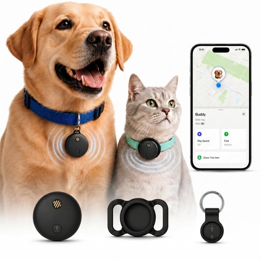 GPS Tracker for Dogs, Pet Location Finder, No Monthly Fee, No SIM Card, Works with Apple Find My App, Ultra-Slim IP68 Waterproof Anti-Lost Tag for Dogs, Cats, Keys, Bags and Luggage 1 Pc