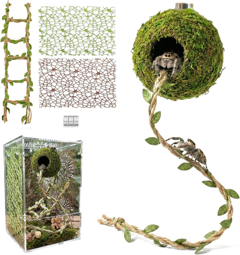 Magnetic Jumping Spider Accessories-Moss Hideout with Rope & Bridge