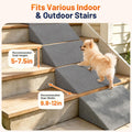 Dog Ramp for Stairs for Small, Senior, Injured Dogs & Cats, Non-Slip Self-Sticky Adhesive Pads, Washable Removable Cover