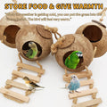 Tfwadmx 4 Pcs Coconut Hide with Ladder, Natural Coconut Fiber Hanging Birdhouse Cage, Coconut Bird Shell Breeding Nest f
