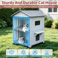 Rockever Plastic Insulated Outdoor Cat House with Escape Door, 2 Story Waterproof Cat House for Outdoor Cats for Feral Cats, Elevated Outside Cat Shelter, Clean and Assemble Easily