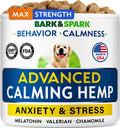 BARK&SPARK Advanced Calming Chews for Dogs - Hemp Chew + Melatonin - Anxiety Relief - Sleep Aid - Relaxing Treats - Stre