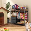 kepptory Dog Closet with Drawers & 4 Hooks, Freestanding Pet Garment Rack for Dog Clothes & Cat Accessories, Pet Supply 