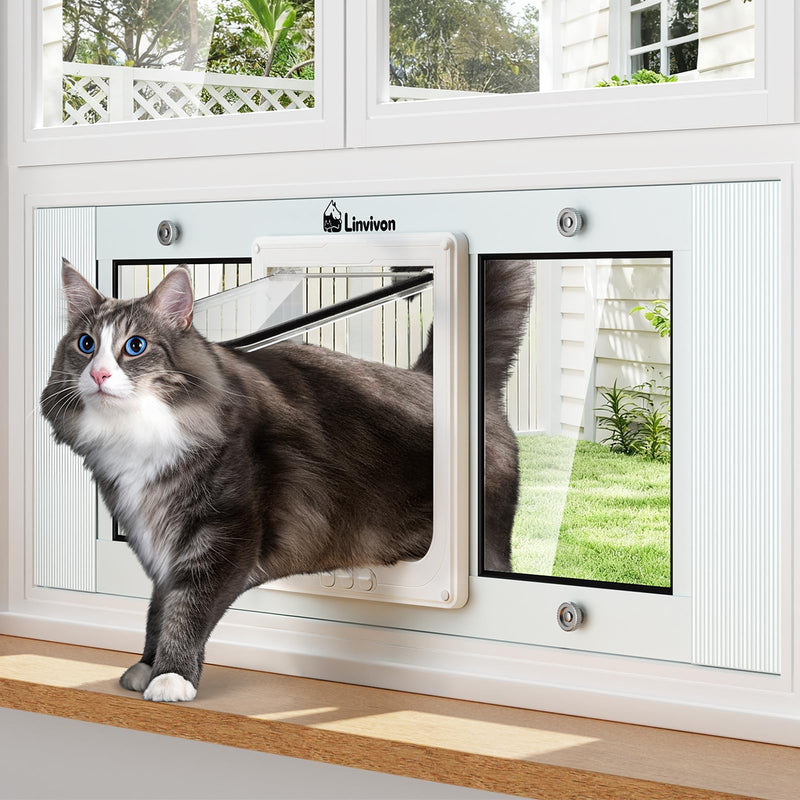 Cat Door for Window, Quick Installation Adjustable Width of 31